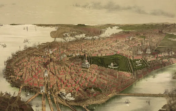 Ilustración de Boston en 1877