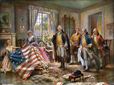 Interior del museo de la Casa de Betsy Ross de Philadelphia