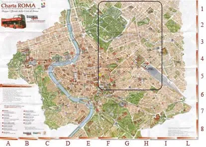 Mapa Roma (Zona Norte II) - Castro Pretorio, Termini, Plaza de la Republica, Quirinale, Iglesia de Santa María Magdalena