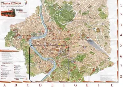 Mapa Roma (Zona Sur I) - Trastevere, Isla Tiberina, Panteón, Plaza de Venecia, Aventino, Circo Massimo, Capidoglio