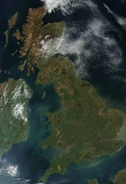 Foto satélite de inglaterra
