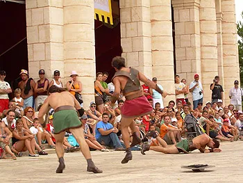 Espectáculo sobre una lucha entre Gladiadores en Terra Mítica
