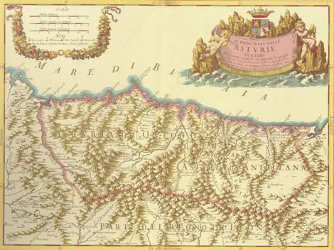 Mapa de Asturias de Oviedo y de Asturias de Santillana - Pinche para ver ampliación