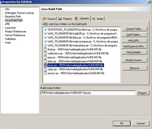 Propiedades del proyecto - Java Build Path - Pestaña libraries